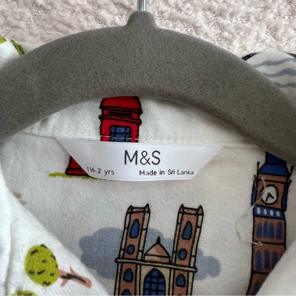 Marks & Spencer M&S Infant London 2 Piece Pajamas Matching Set Size 18-24 Months